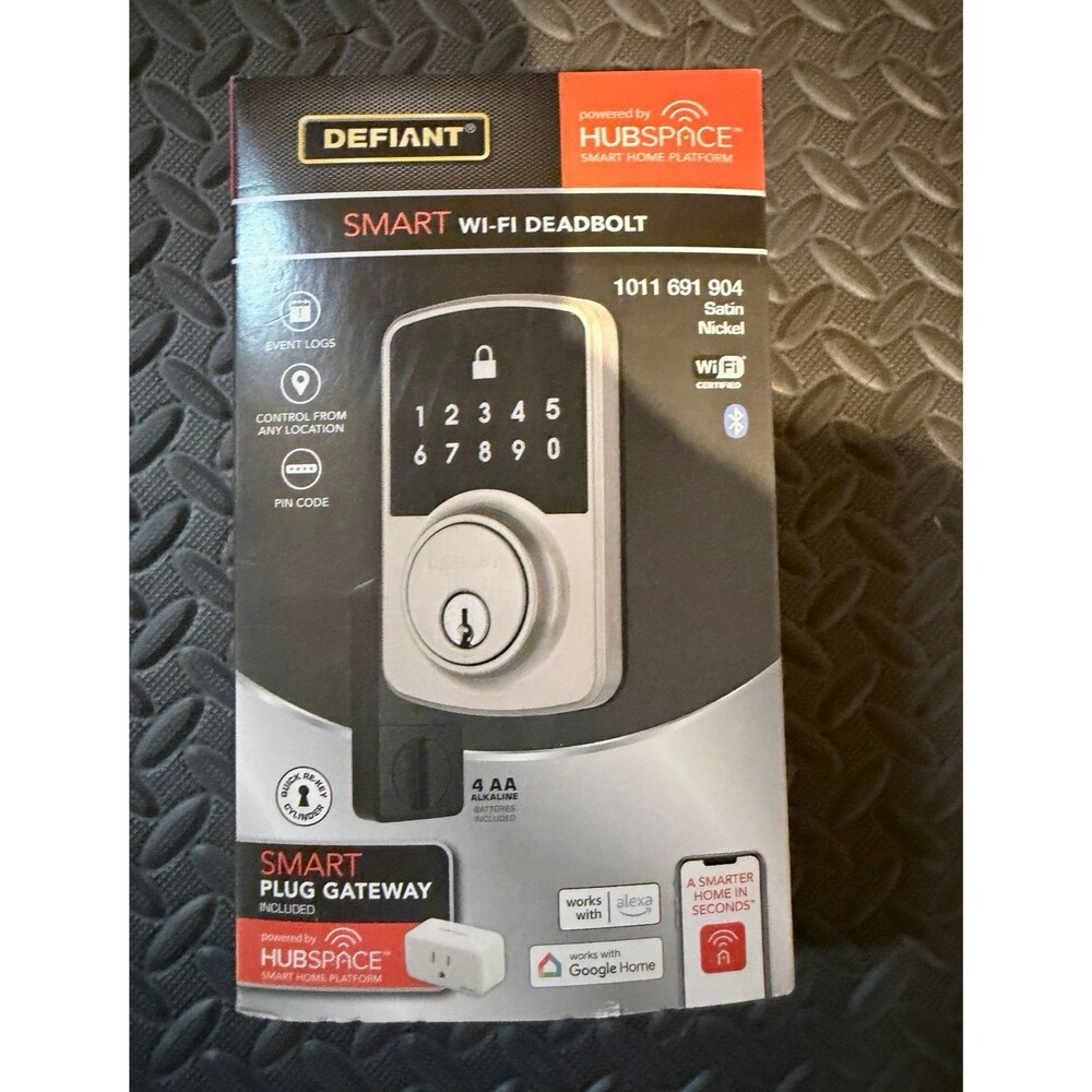 Defiant Wi‑Fi/Bluetooth Keypad Smart Deadbolt, Satin Nickel 1011 691 904